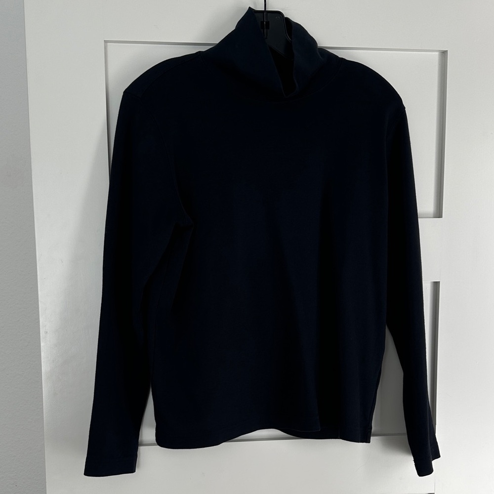 Lands' End Women’s 100% Cotton Turtleneck Long Sleeve Tee In Black Size Small